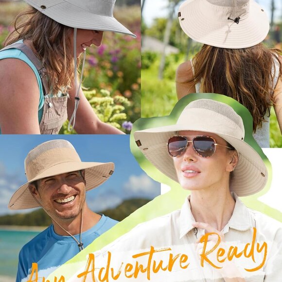 Sun Hat Women Men Breathable Wide Brim Bucket UV Protection Water Resistant - Picture 6 of 6